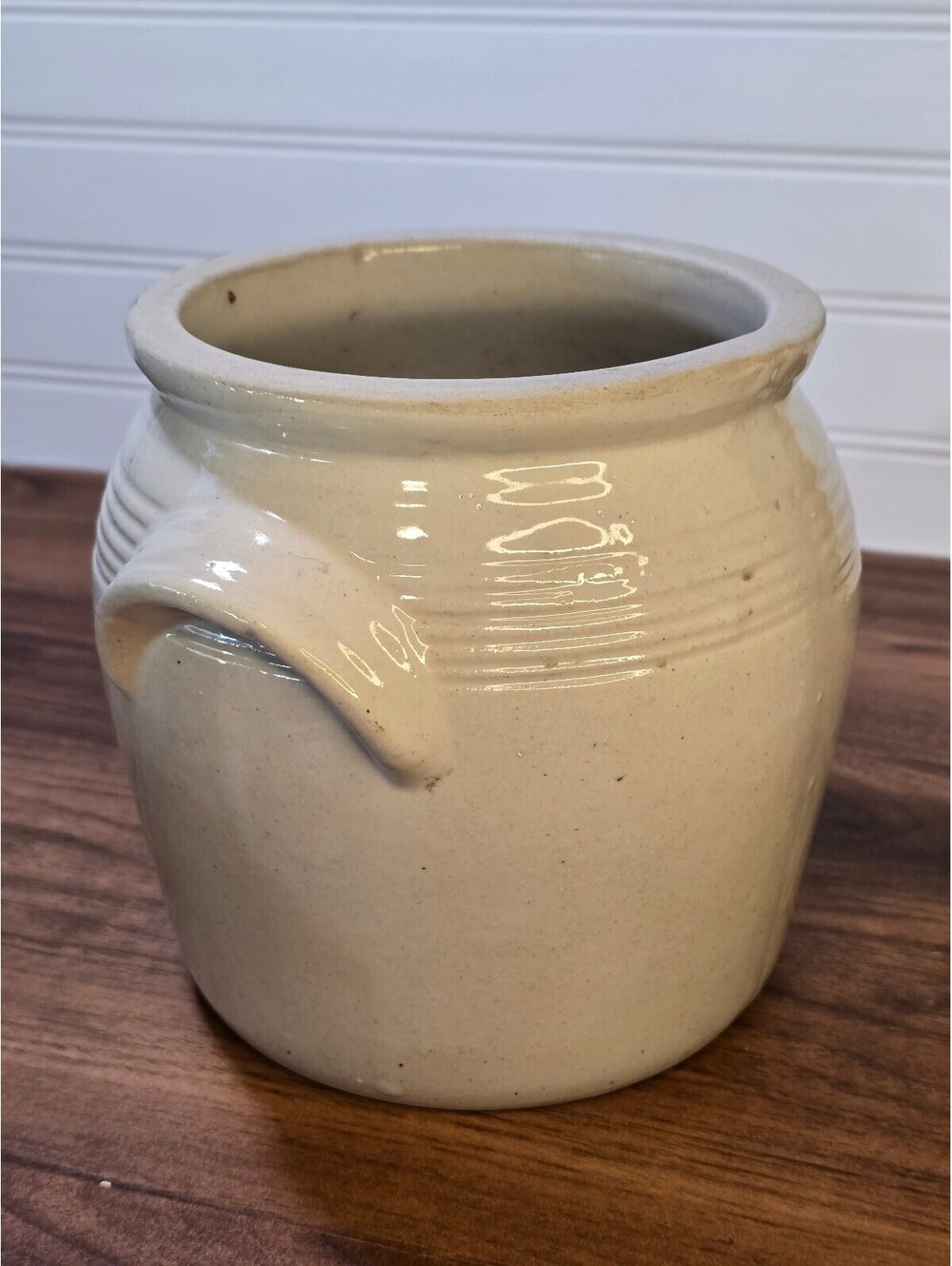 Vintage Stoneware Pottery Crock with Handles - Picture 4 of 9